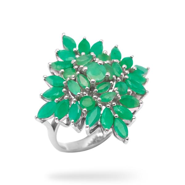 Silver ring emeraude Kamea